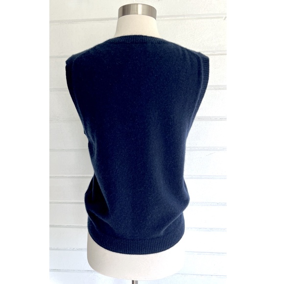 J. CREW 100% Cashmere Sleeveless Crewneck Sweater Vest in Navy - L - Picture 3 of 8